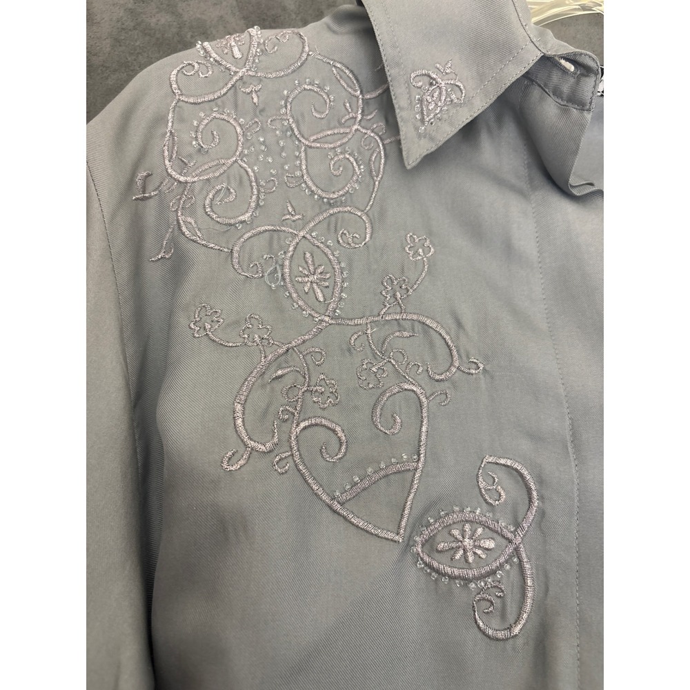 100% Silk Embroidered Beaded Long Sleeve M